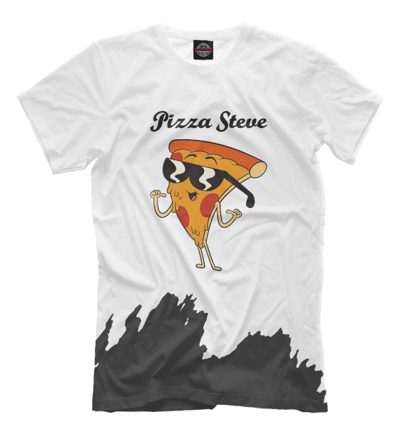 Мужская футболка с изображением Pizza Steve цвета Белый