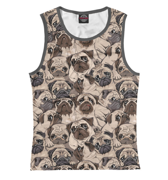 Майка для девочки с изображением Мопсы цвета Белый