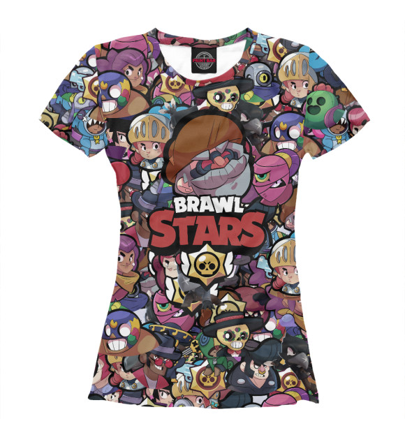 Женская футболка с притом Brawl Stars: Dinomike цвета Белый Женская футболка с изображением Brawl Stars: Dinomike цвета Белый