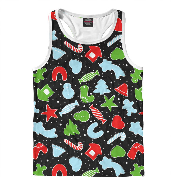 Мужская майка-борцовка с изображением Разноцветные печеньки цвета Белый