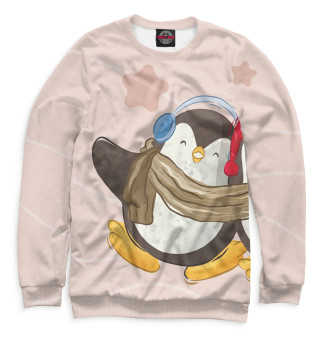 Женский свитшот Пингвин в наушниках