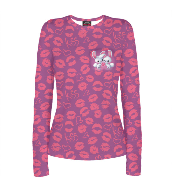 Женский лонгслив с изображением Для влюбленных цвета Белый