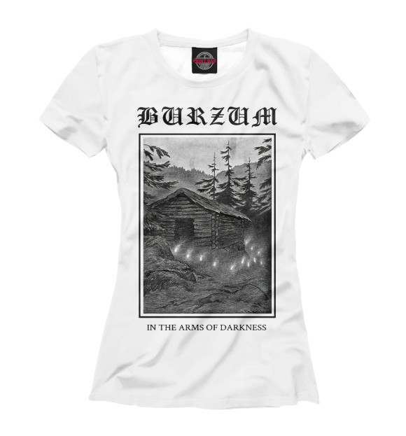 Женская футболка с изображением Burzum in arms of darkness цвета Белый