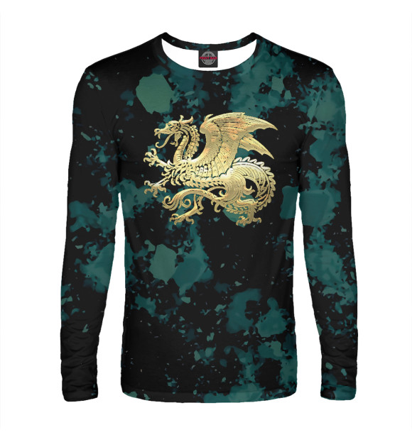 Мужской лонгслив с изображением Icelandic Dragon цвета Белый