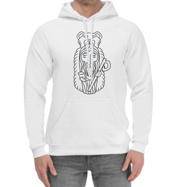 Мужской хлопковый худи с изображением Велес Бог Мудрости цвета Белый