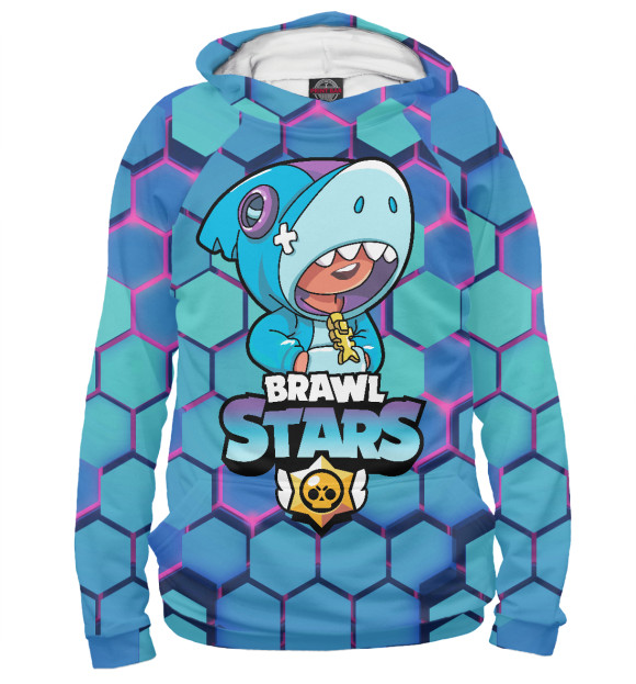 Женское худи с изображением Brawl Stars Leon Shark цвета Белый