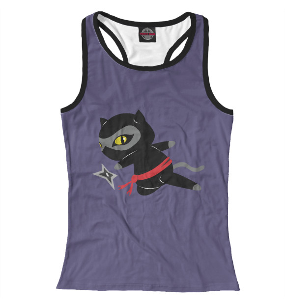 Женская майка-борцовка с изображением Ниндзя Кот цвета Белый