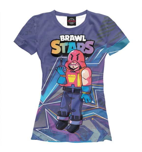 Футболка для девочек с изображением GROM ГРОМ BRAWL STARS цвета Белый