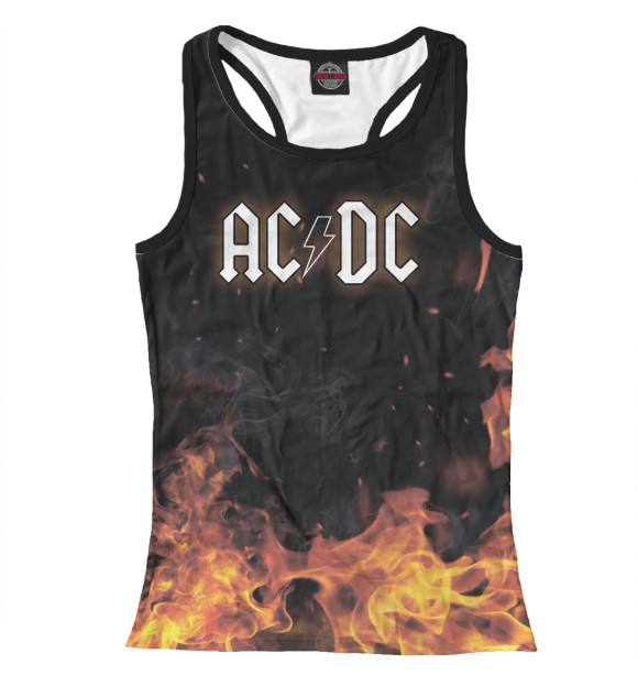 Женская майка-борцовка с изображением AC/DC цвета Белый