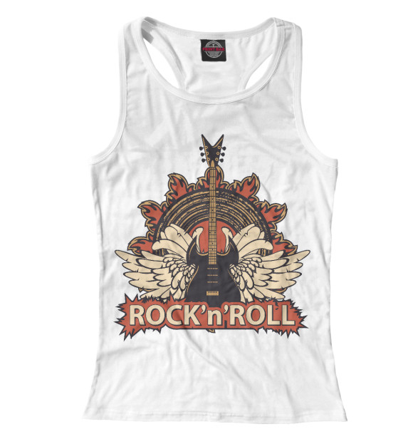 Женская майка-борцовка с изображением Rock'n'roll цвета Белый