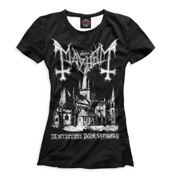 Женская футболка с изображением Mayhem цвета Белый