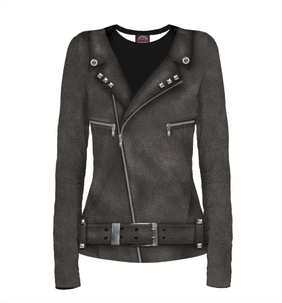 Женский лонгслив с изображением Байкерская куртка цвета Белый