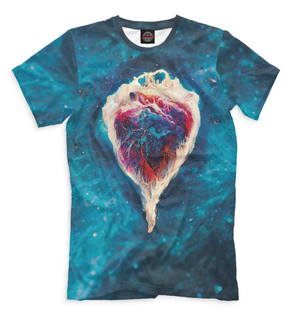 Мужская футболка с изображением Сердце нейросеть цвета Белый