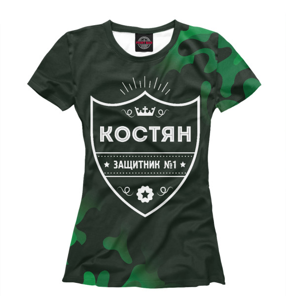 Футболка для девочек с изображением Костян + Защитник цвета Белый