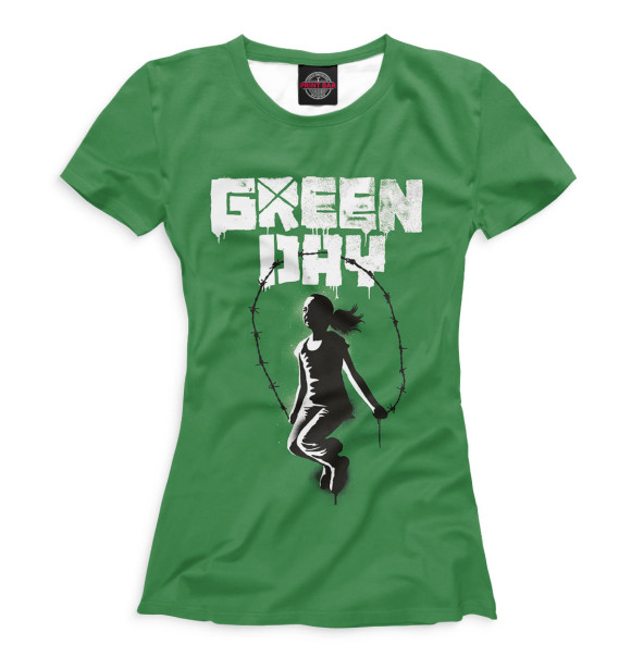 Футболка для девочек с изображением Green Day цвета Белый