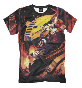 Мужская футболка Тигр воин в огне