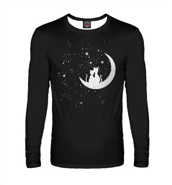Мужской лонгслив с изображением Space Cats цвета Белый