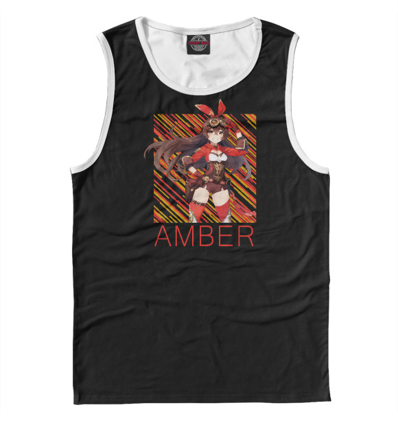 Мужская майка с изображением Эмбер Геншин импакт цвета Белый