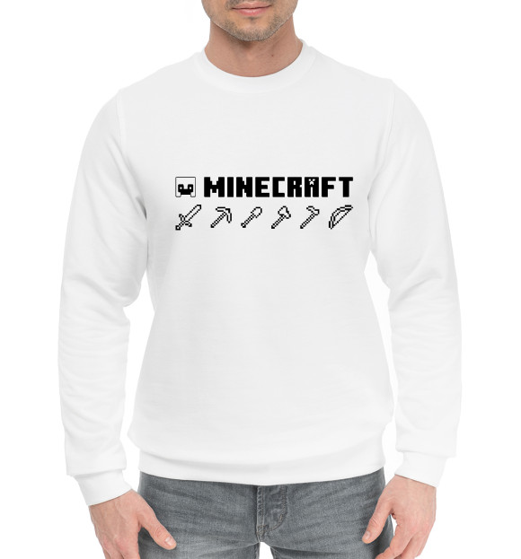 Мужской хлопковый свитшот с изображением Minecraft Hemlet цвета Белый