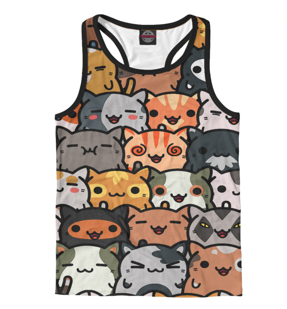 Мужская майка-борцовка с изображением Котики цвета Белый