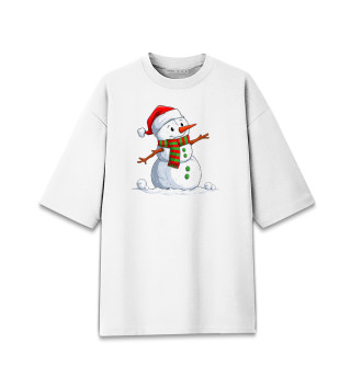 Женская футболка оверсайз Веселый Снеговик