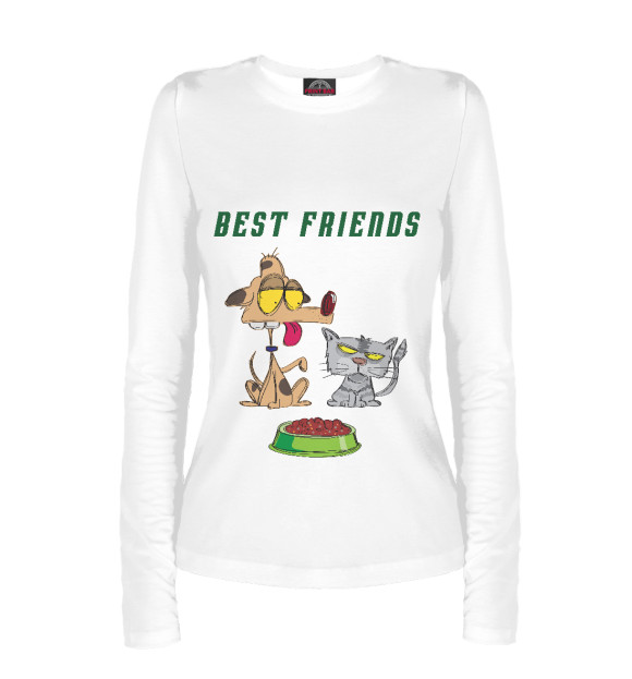 Женский лонгслив с изображением Best friends цвета Белый