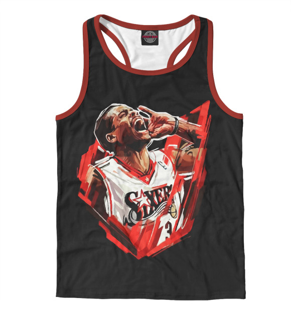 Мужская майка-борцовка с изображением Аллен Айверсон цвета Белый