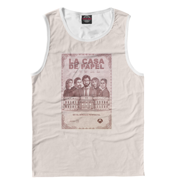 Майка для мальчика с притом La casa de papel цвета Белый Майка для мальчика с изображением La casa de papel цвета Белый