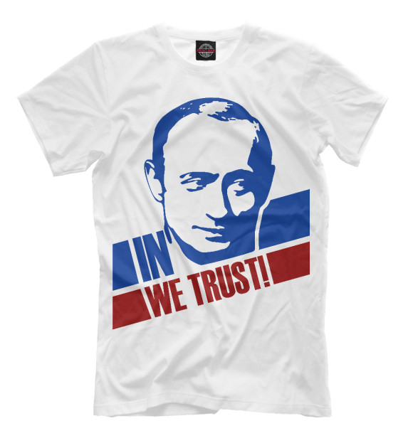 Мужская футболка с изображением Владимир Путин / Триколор цвета Белый