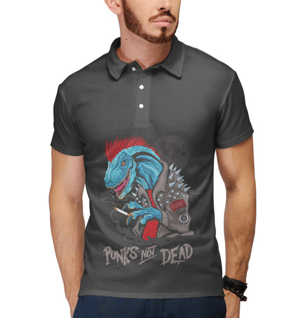 Мужское поло с притом Punk’s Not Dead цвета Белый Мужское поло с изображением Punk’s Not Dead цвета Белый