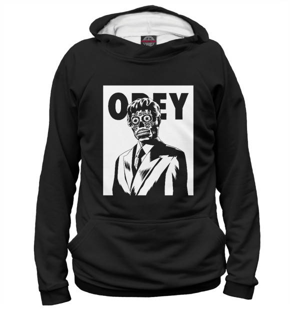 Мужское худи с изображением OBEY Black цвета Белый