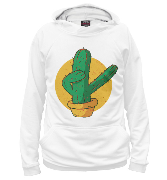 Мужское худи с изображением Dabbing cactus цвета Белый