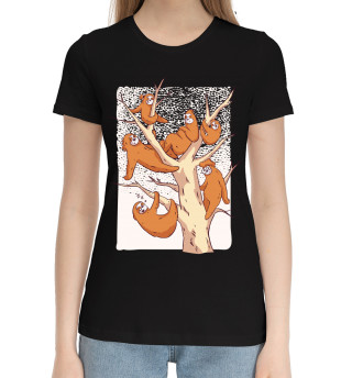 Хлопковая футболка для девочек Ленивцы на дереве