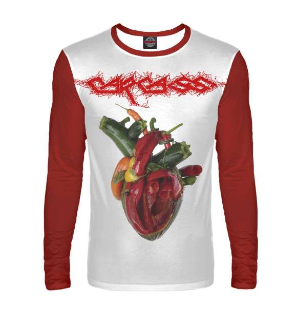 Мужской лонгслив с изображением Carcass цвета Белый