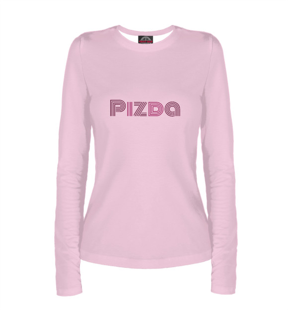 Женский лонгслив с изображением Pizda цвета Белый