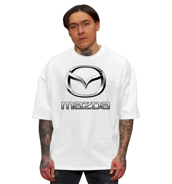 Мужская футболка оверсайз с изображением Mazda цвета Белый