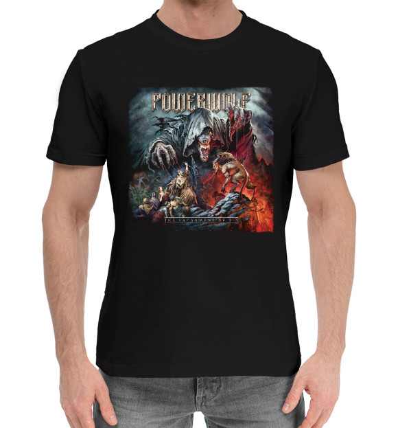 Мужская хлопковая футболка с изображением Powerwolf цвета Черный