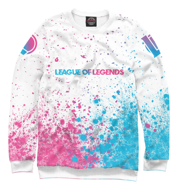 Женский свитшот с изображением League of Legends Neon Gradient (splash) цвета Белый