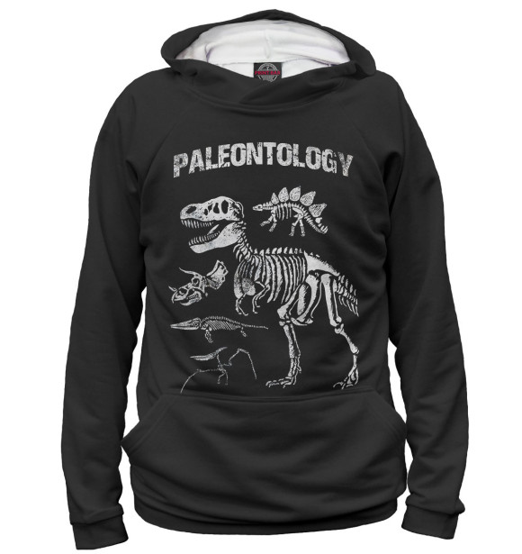 Мужское худи с изображением Paleontology цвета Белый