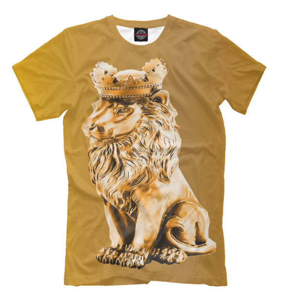 Мужская футболка с изображением Золотой лев цвета Белый