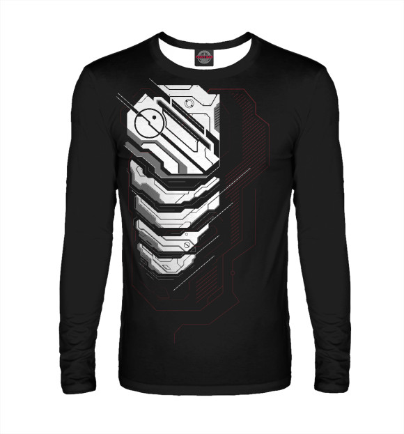 Мужской лонгслив с изображением Киборг цвета Белый