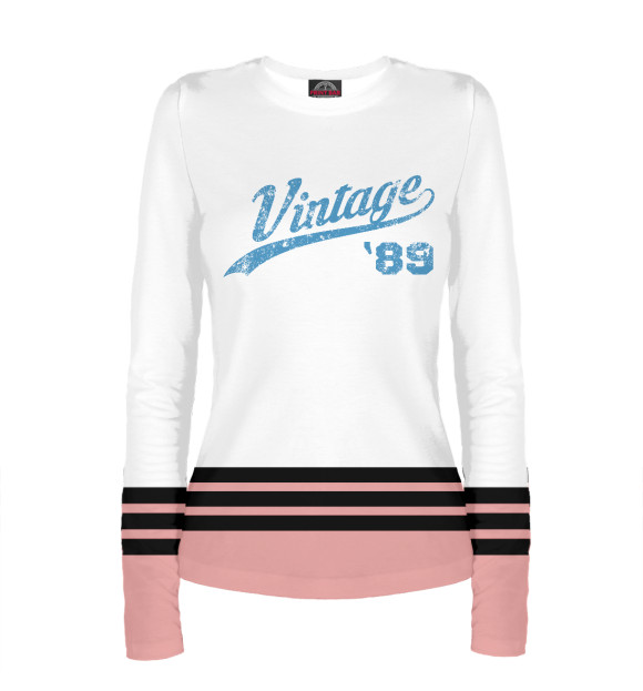 Женский лонгслив с изображением Vintage 89 цвета Белый