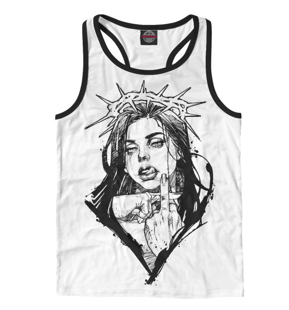 Мужская майка-борцовка с изображением ДЕВИЧЬЕ БОГОХУЛЬСТВО цвета Белый