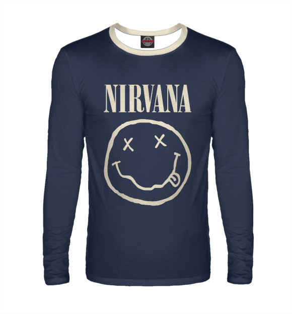 Мужской лонгслив с изображением Nirvana цвета Белый