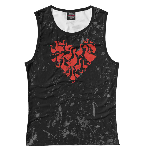 Майка для девочки с изображением Heart Valentine Goose цвета Белый