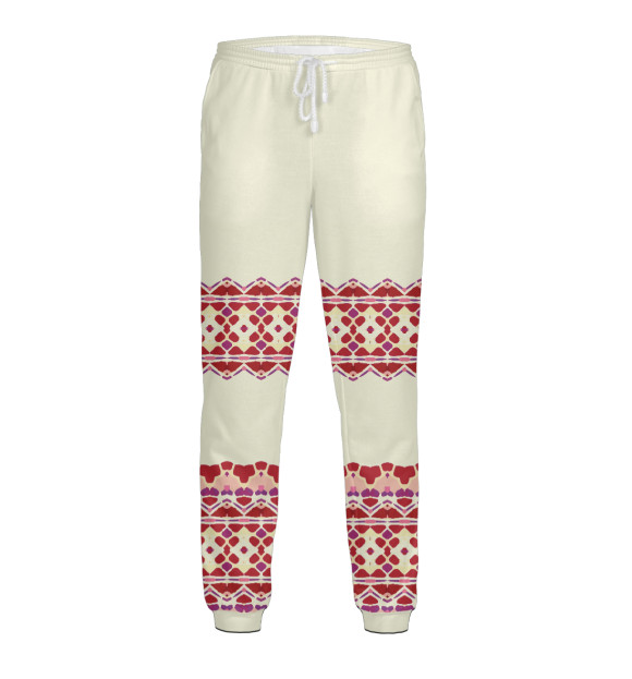 Мужские спортивные штаны с изображением Красный Узор цвета Белый