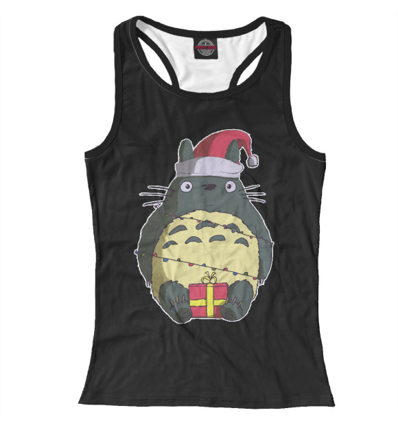 Женская майка-борцовка с изображением New Year Totoro цвета Белый