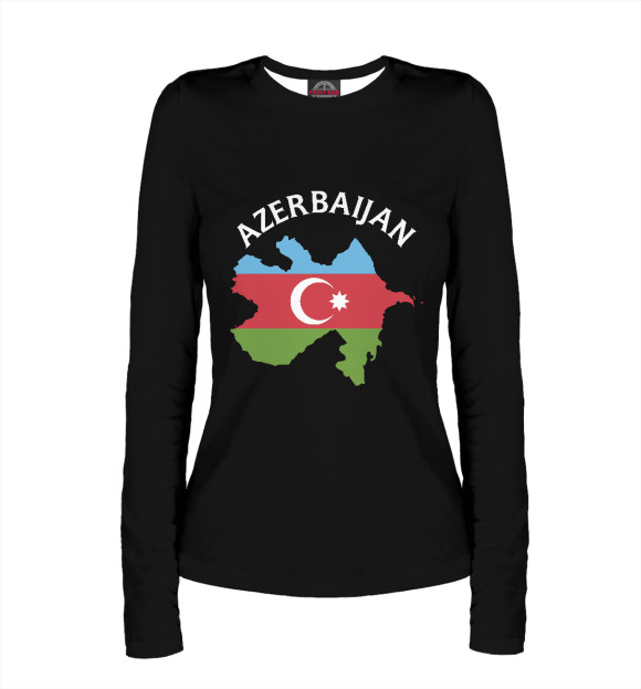 Женский лонгслив с изображением Азербайджан цвета Белый