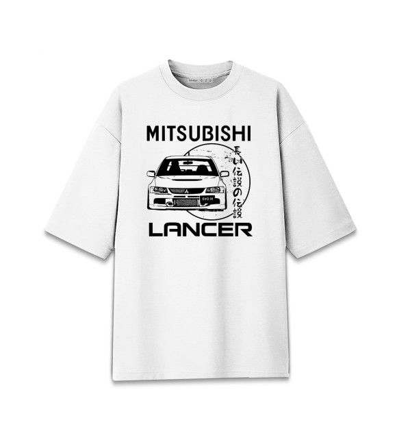 Мужская футболка оверсайз с изображением Mitsubishi цвета Белый