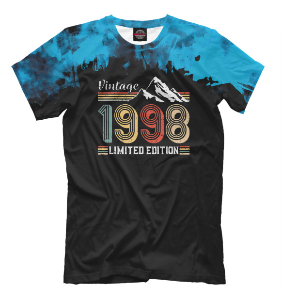 Мужская футболка с изображением Vintage 1998 Birthday цвета Белый